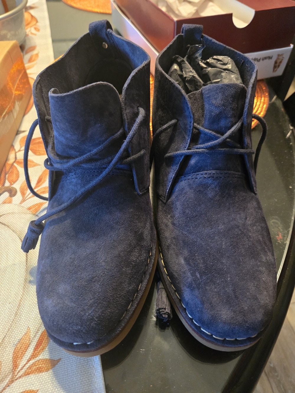 NEW Hush Puppies Cyra Catelyn Navy Blue Suede Chukka Booties